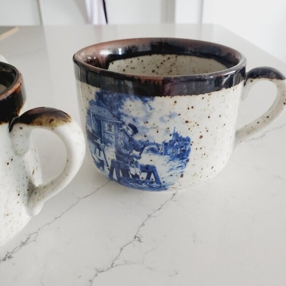Vintage Dutch Mug Speckled Stoneware Otagiri Style Milkmaid Tea Mug Coffee Set 3 - Picture 4 of 8